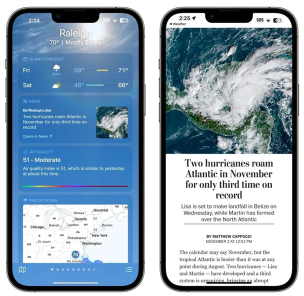 新化苹果14维修分享iPhone 14手机如何看天气时顺带看新闻 