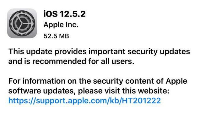 新化苹果手机维修分享iOS12.5.2发布，建议所有老苹果用户安装 